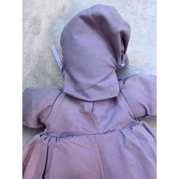 Traditional Handmade Vintage Soft Amish Doll Lavendar Dress Bonnet Purple - Picture 5 of 11